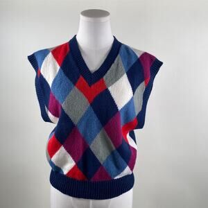 Vintage 80s colorblock gingham vest